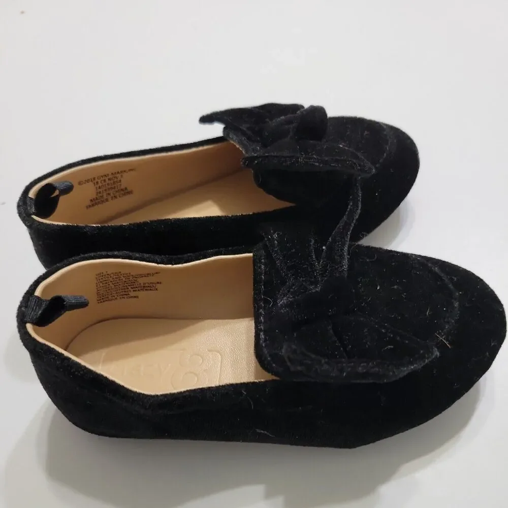 Crazy 8 Holiday Flats Girls Size 7 Black Velvet Round Toe Child Drese‎ Shoe Bow